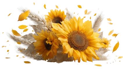 Sunflowers and wheat bouquet