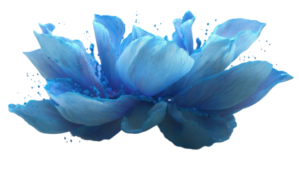 A vibrant, stylized, blue flower