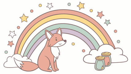 Pastel Rainbow themed SVG: Surprised  Dhole in a Rainbow environment
