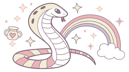 Playful Playful  Cobra design with Pastel Rainbow shades in a Rainbow setting