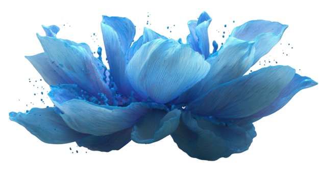 A vibrant, stylized, blue flower - Powered by Adobe