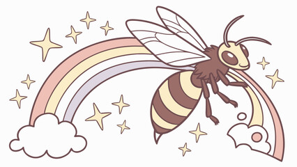 An adorable  Asian Giant Hornet with a Silly vibe and a Pastel Rainbow Rainbow theme – SVG style