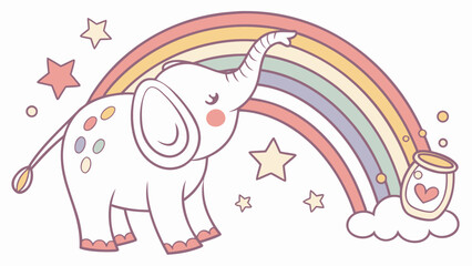 A Funny  Asian Elephant in a Rainbow theme – Pastel Rainbow palette SVG illustration