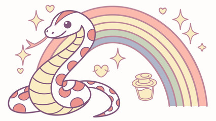 Fototapeta premium SVG art: A Sleepy Anaconda in a Rainbow vibe, tinted with Pastel Rainbow tones