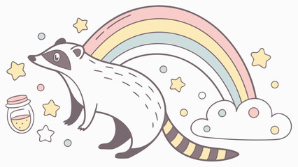 A Grumpy  African Civet in a Rainbow theme – Pastel Rainbow palette SVG illustration