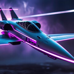 Fototapeta premium Futuristic Neon-Lit Modern Fighter Jet