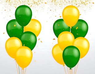 Festive balloons in green and yellow