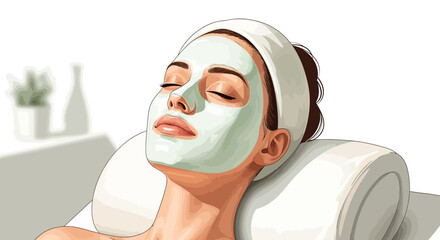 Relaxed woman enjoying facial treatment for radiant skin and wellness
