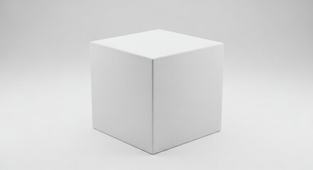 A single plain white cube standing on a white background