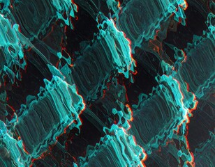 Abstract pattern of teal and black shapes