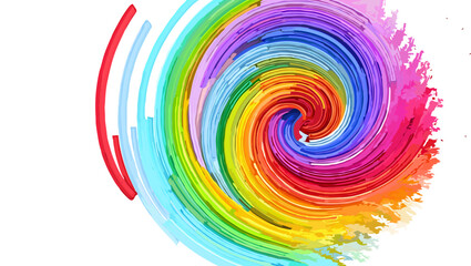 Colorful Spiral Emanating from Center on White

