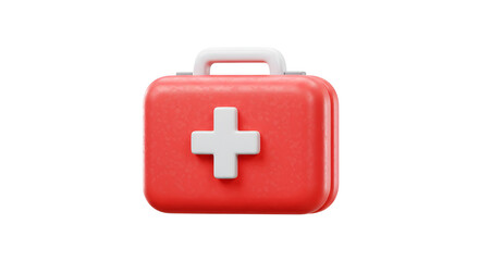 Obraz premium 3D illustration of a red first aid kit, healthcare and medical concept