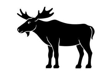 Fototapeta premium A cartoon deer silhouette vector illustration of a wild horned stag on a white background