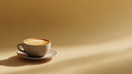 Obraz premium photorealistic depiction of single coffee cup on clean light background creates warm and cozy atmosphere