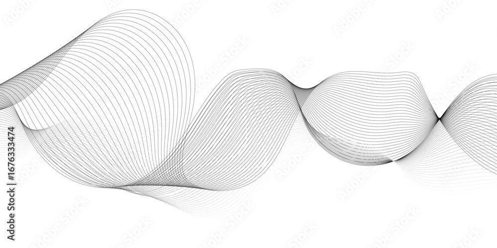 Poster abstract gray wave lines flowing on a clean white background – minimalist vector design for modern, 