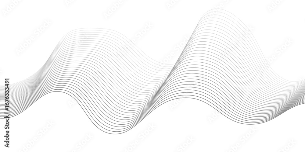 Poster abstract gray wave lines flowing on a clean white background – minimalist vector design for modern, 