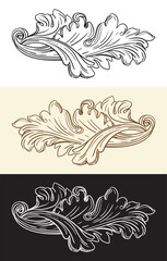 Twisted acanthus leaf design element vector illustration