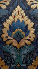 Ornamental wallpaper with golden and navy textures high resolution picture
