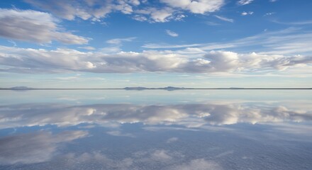 Mirror-like salt flats stretching to the horizon
