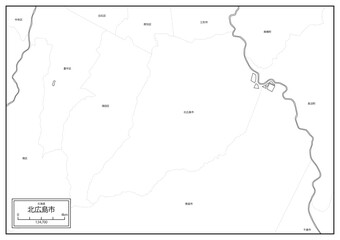 Obraz premium 北海道北広島市の白地図データ
