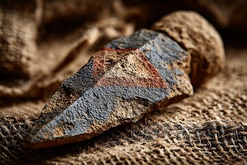 Primitive arrowhead shaped tool with painted surface high resolution picture