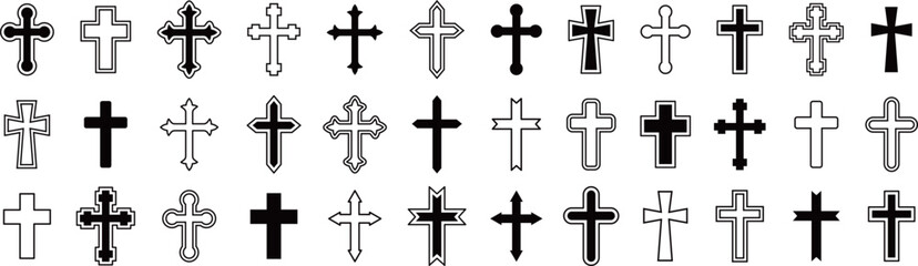ベクターのクロス（十字架）のアイコンセット
