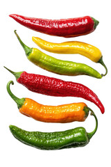 Colorful chili peppers arranged vertically
