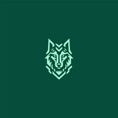 Wolf tech futuristic minimalist line art logo design. 