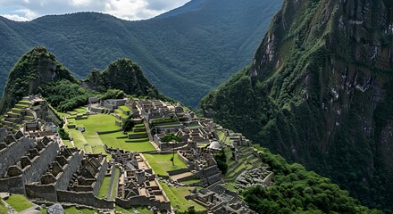 Ancient stone ruins nestled in lush green hills - view 248