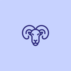 Ram head minimalist abstract line art logo design. 
