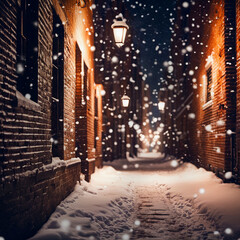 눈 내리는 쓸쓸한 겨울 골목길