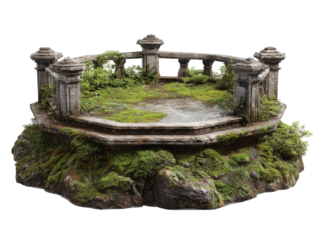 Ancient circular mossy pedestal
