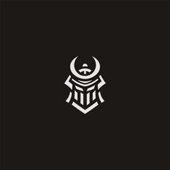 Samurai helmet minimalist abstract line art logo design.