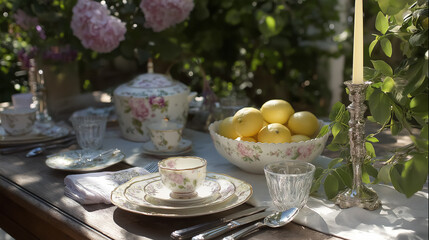 Summer garden by the lemon tree, countryside nature