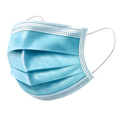 Protective Disposable Face Mask: Close-up Detail Shot on transparent background