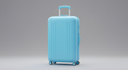 Light Blue Suitcase Isolated on a White Background for Travel Concepts