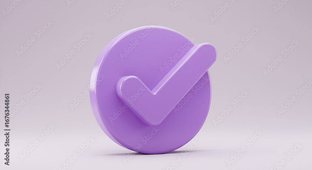 Aufkleber modern purple check mark icon on a soft background for web and design needs