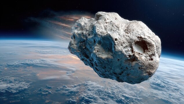 Asteroid Hurtling Through Space