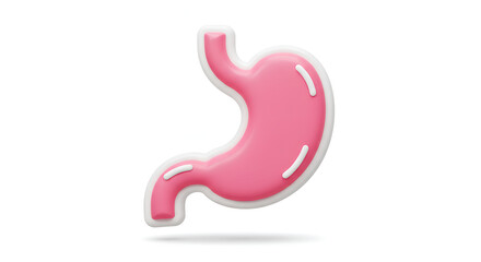 Pink stomach icon with white border representing human digestive system health