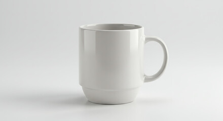 Obraz premium Elegant White Ceramic Mug Isolated on a Clean White Backdrop Perfect for Mockups and Branding with a Focus on Minimalist