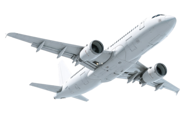 White commercial jet in flight