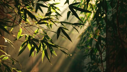 Sunlit Bamboo Forest, Greenhouse, Tranquil Scene, Relaxation