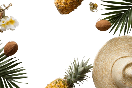 Tropical fruit and palm leaf arrangement