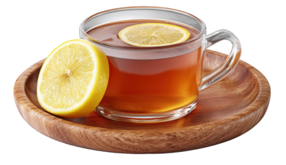 A cup of tea with lemon