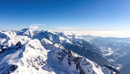 Snow-Covered Mountain Range Under Blue Sky