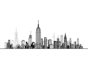 Fototapeta premium Monochrome cityscape skyline