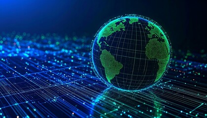 Futuristic Earth graphic on digital network