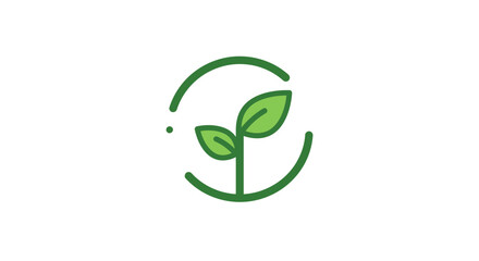 Green Sprout Logo - Eco-Friendly Plant Icon with Circular Frame.