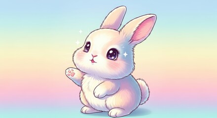 Fototapeta premium Cute kawaii pig pastel cartoon art