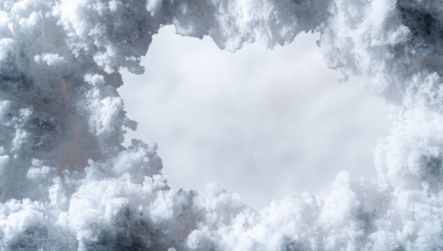 Heart-shaped snowdrift, winter landscape, frosty background, copy space, holiday card - Powered by Adobe